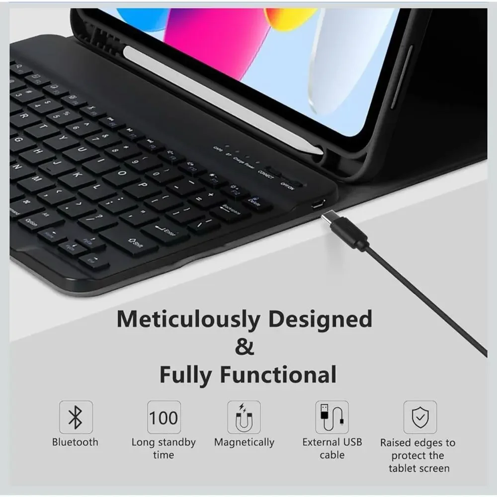 Bluetooth Keyboard Case iPad 7th 8th 9th Gen Backlit Wireless Black